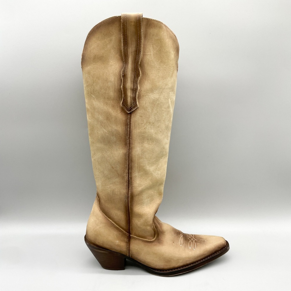 Circle G Corral Womens 8.5 M Western Tall Boots Tan Distressed Leather Cowgirl